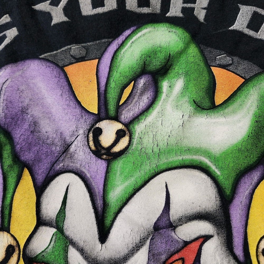 VTG Y2K Hellanbach Mens Evil Jester Who's Your Daddy Graphic T-Shirt Black 3XL - Picture 10 of 11
